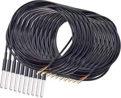 Zdjęcie produktu dla AZ-Delivery Czujniki Kabel 3M DS18B20 cyfrowy czujnik temperatury ze stali nierdzewnej Czujnik temperatury, wodoodporny, kabel 10x 3M
