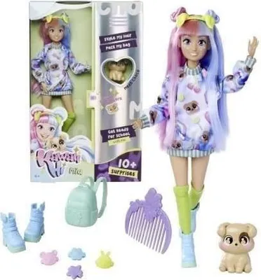 Produktbild von Puppe, Kawaii Hi Mia Modepuppe mit Choco Hund, 12 Gelenke, Frisierbar, Viele Accessoires, Ab 4 Jahren