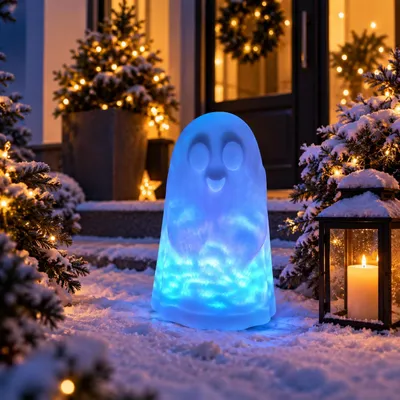 Produktbild von MeLiTec LED Geist Aurora – Halloween Dekoleuchte mit bewegtem RGBW-Lichteffekt, Solar & Fernbedienung