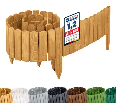 Produktbild von Garronda Rasenkante Holz Beeteimfassung imprägniert 200 cm x 20 cm Flexibler Rollborder Zaun für Garten GD-0108 (Hellbraun, Höhe: 20 cm)