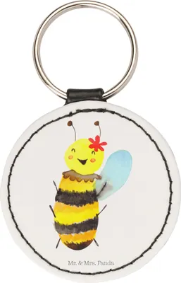 Produktbild von Mr. & Mrs. Panda Anhänger Biene Happy - Weiß - Geschenk, schlüssel, mini schlüsselanhänger, klein, Taschenanhänger