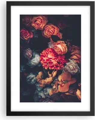 Produktbild von Gerahmtes Poster - Schwarzer Rahmen - Blumenstrauß Blumen Rosen - 30x40 cm - Wand Bild - Wanddeko - Wandbilder - Kunstposter - Wandposter - Bilderrahmen - Bilder - Kunstdruck - P2BPA30x40-5002