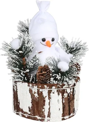 Produktbild von Deko-Schneemann auf Baumstumpf aus Styropor