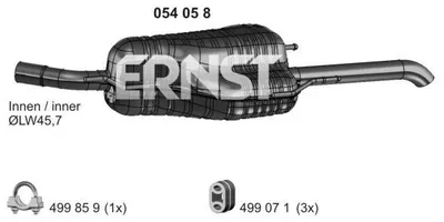 Produktbild von ERNST 054058 Endschalldämpfer für OPEL Zafira A (T98) Auspuff
