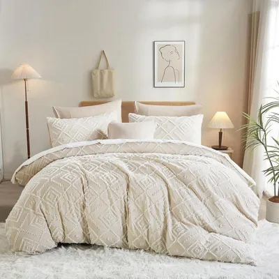 Produktbild von Bettwäsche-Set 135x200 cm Beige Getuftet Shabby Chic 2-teilig