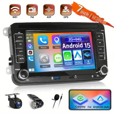 Produktbild von Autoradio mit 7-Zoll-IPS-Touchscreen, kabellosem CarPlay, Android Auto, GPS und Multimediafunktionen