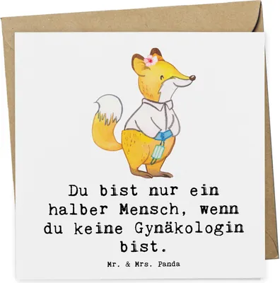 Produktbild von Mr. & Mrs. Panda Grußkarte Gynäkologin Herz - Weiß - Geschenk, Frauenarzt nach Geburt, Glückwunschkarte, doppelkarte, Beruf, Klappkarte, faltkarte, anlasskarte, Witzig