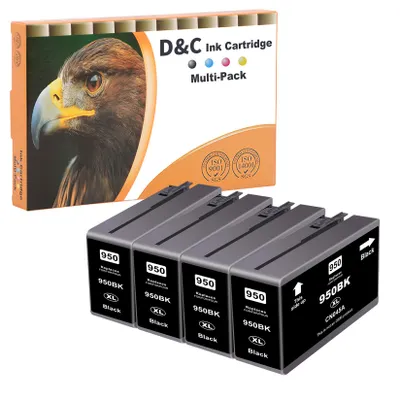 Produktbild von D&C 4x 950XL Schwarz Druckerpatronen für HP 950 951XL Patronen Kompatible für HP Officejet Pro 8620 8600 8610 8615 8630 8100 8640 8660 276dw 251dw
