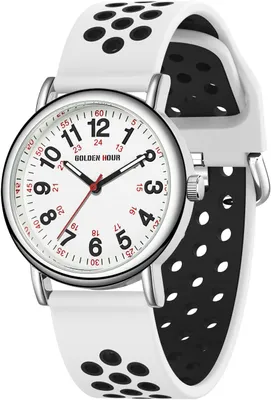 Image de Montre d'infirmière étanche avec cadran lumineux, affichage 24 heures et trotteuse, bracelet en silicone, idéale pour les professionnels de la santé