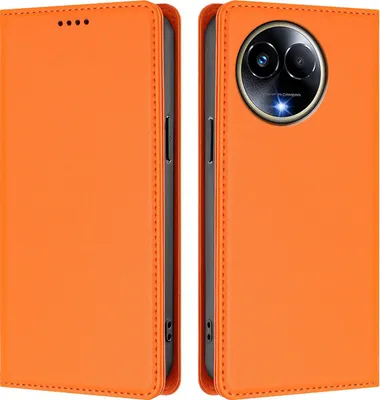 Immagine prodotto di Custodia in pelle per Realme 11 5G, flip case magnetico in Finto cuoio con supporto Arancione