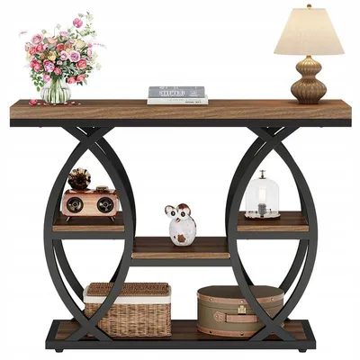 Obrázok produktu pre Konzolový stolík HOGA-J0350X, 100 x 80 x 30 cm, čierno-hnedý