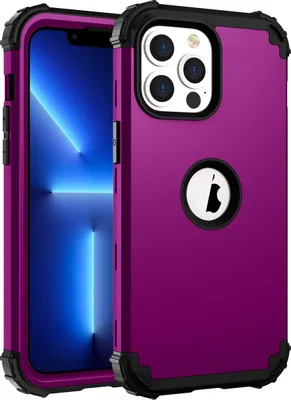 Produktbild von iPhone 13 Pro Max Hülle, 3 in 1 Hybrid PC TPU Stossfest Robust Schutzhülle für iPhone 13 Pro Max Lila