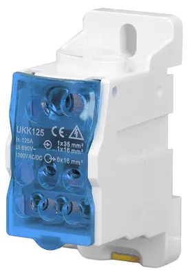 DIN-Schienen-Klemmenblock UKK-125A, 690V, 125A, 6-polig, Blau