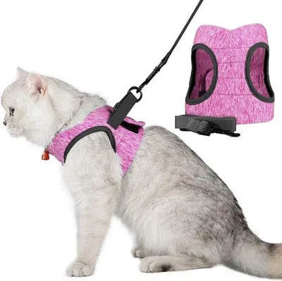 Produktbild von Famanu Katzenharness mit Leine - Sicher und Komfortabel für Katzen und Kleine Hunde, Rosa, Größe L