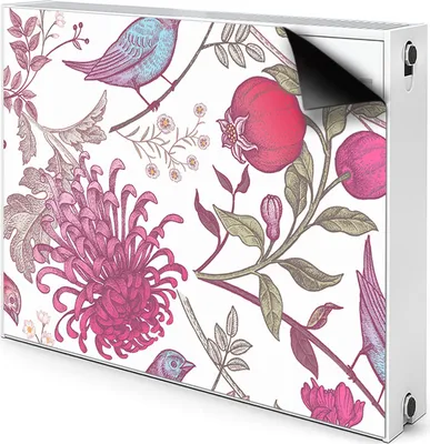 Produktbild von Magnet Heizkörperabdeckung Heizkörperverkleidung Verkleidung Abdeckung 80x60 cm  - Vögel und Blumen