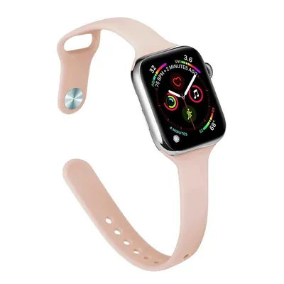 Produktbild von FFO2World schlankes Silikonarmband für Apple Watch 42/41/40/38 mm – Elegantes, leichtes Armband kompatibel mit Apple Watch SE & Serie 1–11 – Rosa