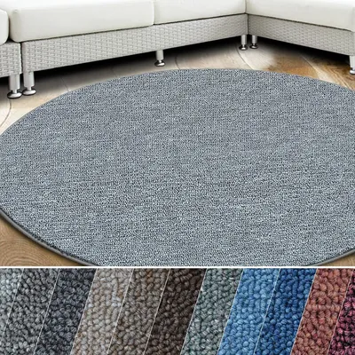 Produktbild von Teppich London pflegeleichter Flacher Schlingenflor Hellgrau 73 Rund 200 cm Durchmesser
