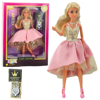 Image de Poupée Anlily En robe de bal élégante Or Rose Accessoires