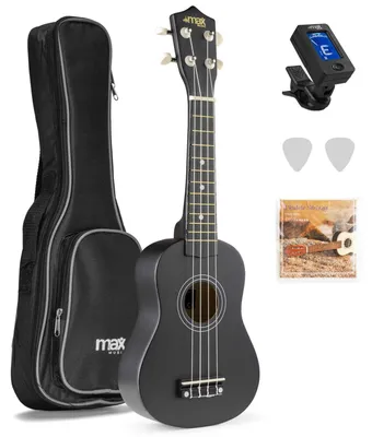 Zdjęcie produktu dla Ukulele sopranowe - Drewno lipowe - 21 cali - Czarny - Dla początkujących