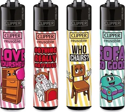 Produktbild von Clipper Reibrad Feuerzeuge Slogan #48, 4 Stück