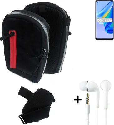 Produktbild von K-S-Trade Outdoor Gürteltasche Holster Umhängetasche + Kopfhörer kompatibel mit Oppo Reno6 Lite schwarz Handy Tasche Case travelbag Schutzhülle
