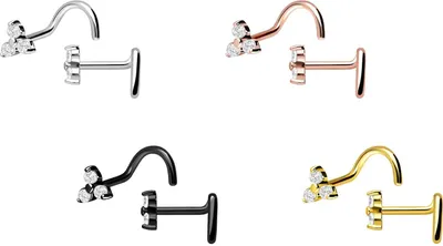 Produktbild von Nasenpiercing, Nasenstecker Chirurgenstahl Nasenstecker Spirale KRISTALLBLUME