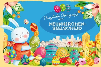 Produktbild von vianmo Holzschild 12x18 cm Ostergrüße NEUNKIRCHEN-SEELSCHEID