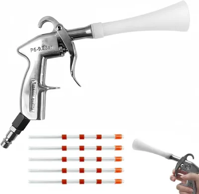 Imagen del producto de Pistola de limpieza con aire comprimido, robusta, de 6 a 9,2 bares, con diseño de 5 boquillas, ideal para la limpieza de interiores de automóviles