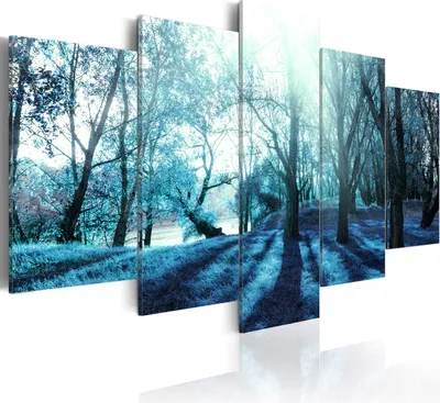Produktbild von Modernes Wandbild c-B-0030-b-o (100x50) - 5 Teilig Bilder Fotografie auf Vlies Leinwand Foto Bild Dekoration Wand Bilder Kunstdruck NATUR BÄUME SONNENSCHEIN LANDSCHAFT