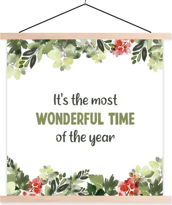Produktbild von MuchoWow® Textilposter Weihnachten - Zitat - Aquarell 40x40 cm mit holzfarbenen Rahmen - Posterleiste