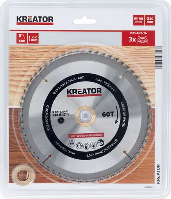 Obrázek produktu pro Pilový kotouč 190 x 30 x 2,2 mm na dřevo včetně redukčních kroužků