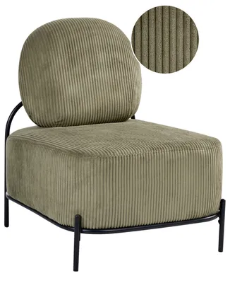 Obrázek produktu pro BELIANI Křeslo zelené manšestrové čalounění kovový rám retro moderní styl obývací pokoj ložnice