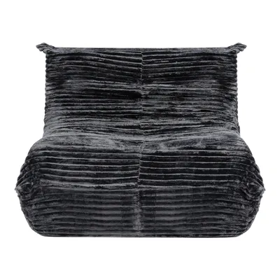 Productafbeelding van Puluomis slaapbank, relaxfauteuil, extra grote zitzak XXL, beanbag sofa 90 x 100 cm met vulling van 30D schuim en zijvakken, donkergrijs