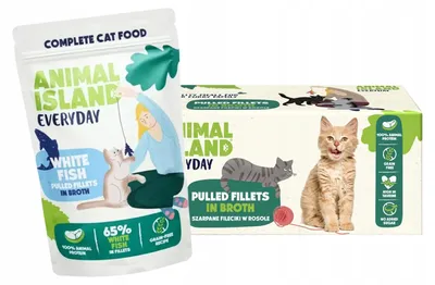 Productafbeelding van ANIMAL ISLAND Witvis in bouillon - natvoer voor katten - 40x85g