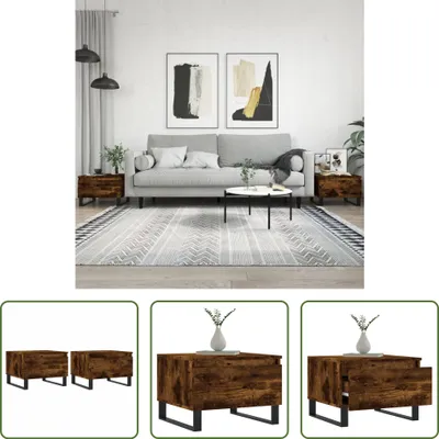 Produktbild von The Living Store Couchtische 2 Stk. Räuchereiche 50x46x35 cm Holzwerkstoff