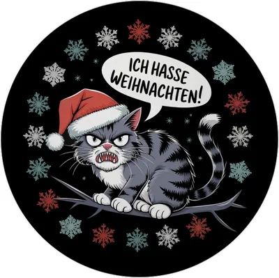 Produktbild von Grimmige Katze mit Weihnachtsmütze - Ich hasse Weihnachten Magnet