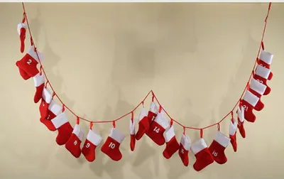 Produktbild von Adventskette SOCKEN X-MAS 195cm Adventskalender Weihnachten