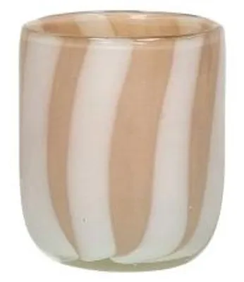 Produktbild von Pomax Cannes Vase und Windlicht aus Glas, Elfenbein, Ø 7 x H 8 cm