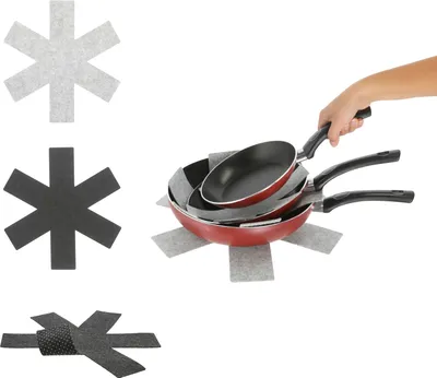 Produktbild von 12 Stück Pfannenschutzmatte 35 cm Anthrazit Grau mit Anti-Rutsch-Noppen Topfschutz Filz