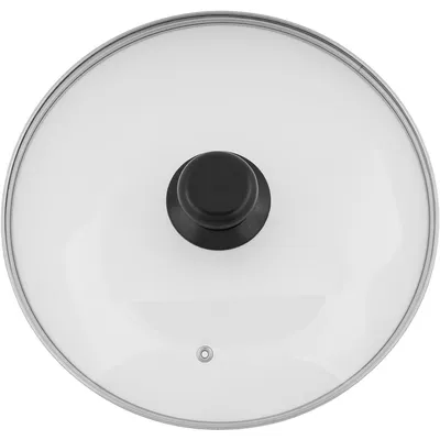 Produktbild von PRIMA DECO Glasdeckel Ø30 cm – Topfdeckel mit Edelstahlrand, Dampfloch & schwarzem Griff