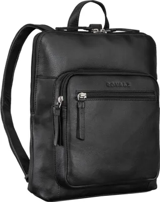 Produktbild von ROYALZ "Carolina" Moderner Leder-Rucksack Damen Elegant Mittel-groß Cityrucksack im Vintage Look - flacher Echtleder Tagesrucksack Daypack Rucksackhandtasche aus Echtleder