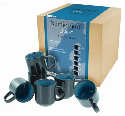 Produktbild von CreaTable, 21552, Nordic Fjord Blue, Kaffeebecher 6-tlg, Steinzeug