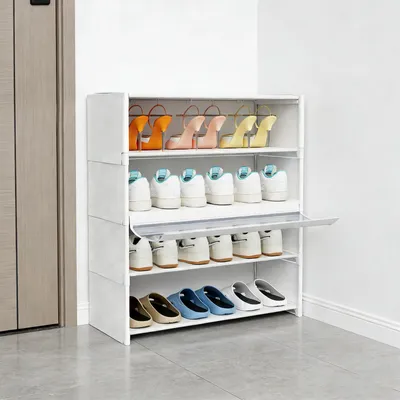 Produktbild von 4 Ebenen Schuhregal 73x64x30 cm Schuhschrank Weiß