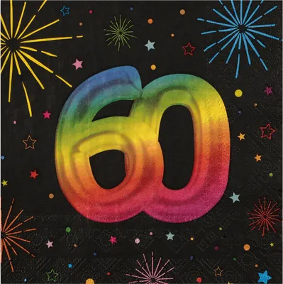 Produktbild von 12 Servietten Geburtstag 60 schwarz bunt
