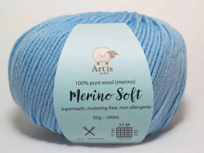Obrázok produktu pre Priadza Merino Soft Art'is, 100% čistej vlny, bez procedúry mulesing, s možnosťou prania v práčke (50 g / 120 m) (farba 163 – modrá)