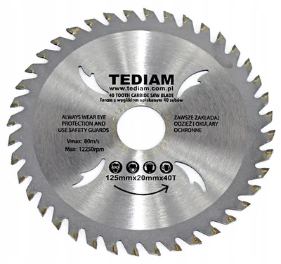 Produktbild von TEDIAM Hartmetall-Sägeblatt Holz 125mm 40 Zähne