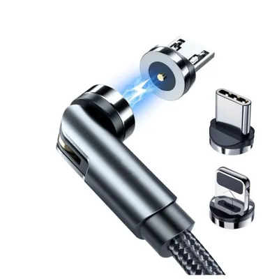 Produktbild von Rixus 3in1 Magnetkabel USB - Lightning / USB Typ C / Micro USB Ladekabel 2,4A 1m schwarz (RXU48)
