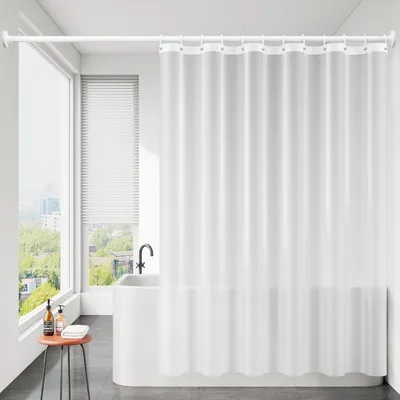 Image de Rideau de douche 180 x 180 cm, résistant à la moisissure, léger, semi-transparent, blanc, en PEVA imperméable