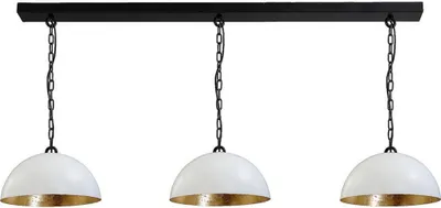 Produktbild von masterlight Pendelleuchte Larino 3-flammig Stahl Weiß-Blattgold 130x30cm