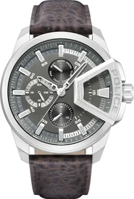 Produktbild von POLICE Herrenuhr Quarzuhr silber / braun onesize Herren 46 PEWJF0005703